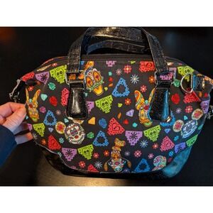 Disney Dia de los Muertos Sugar Skull Mickey Minnie Satchel Bag Crossbody Black